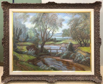 Fedor Denisovic Konstantinov Painting Landscape Of Polenovo Signed Russia Framed