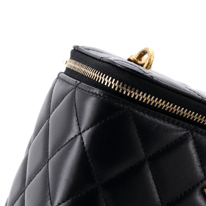 Chanel All Slide Long Vanity Case With Chain Quilted Lambskin Small