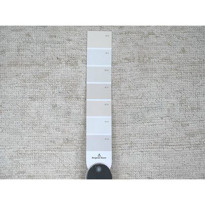 3'3"X5' White Pure Wool Angora Oushak All Over Pattern Hand Knotted Rug