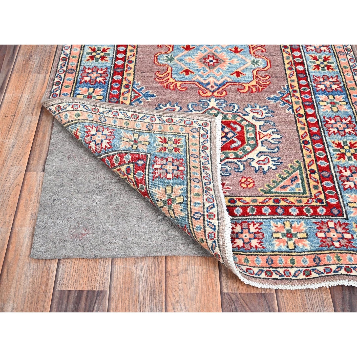2'7"X9'3" Gray Hand Knotted Densely Woven Kazak Wool Runner Oriental Rug