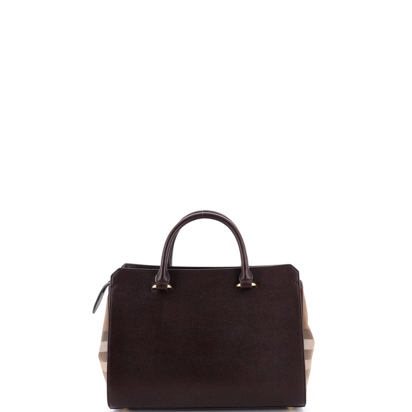 Burberry Banwell Tote Leather And House Check Canvas Small