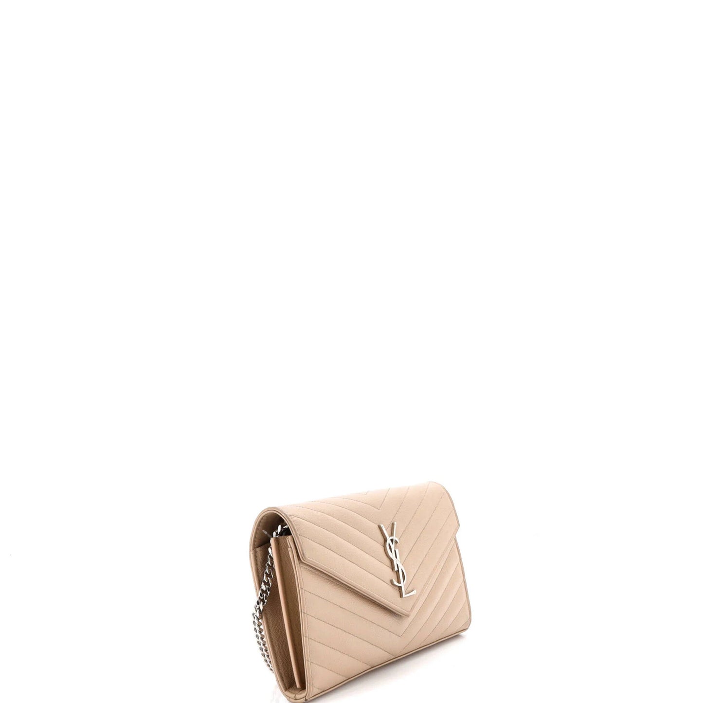 Saint Laurent Classic Monogram Wallet On Chain Matelasse Chevron Leather Medium