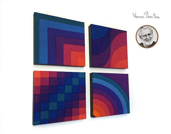 Verner Panton Mira X Multicolor 4Sets Original Cloth Wall Art Board Mid Century