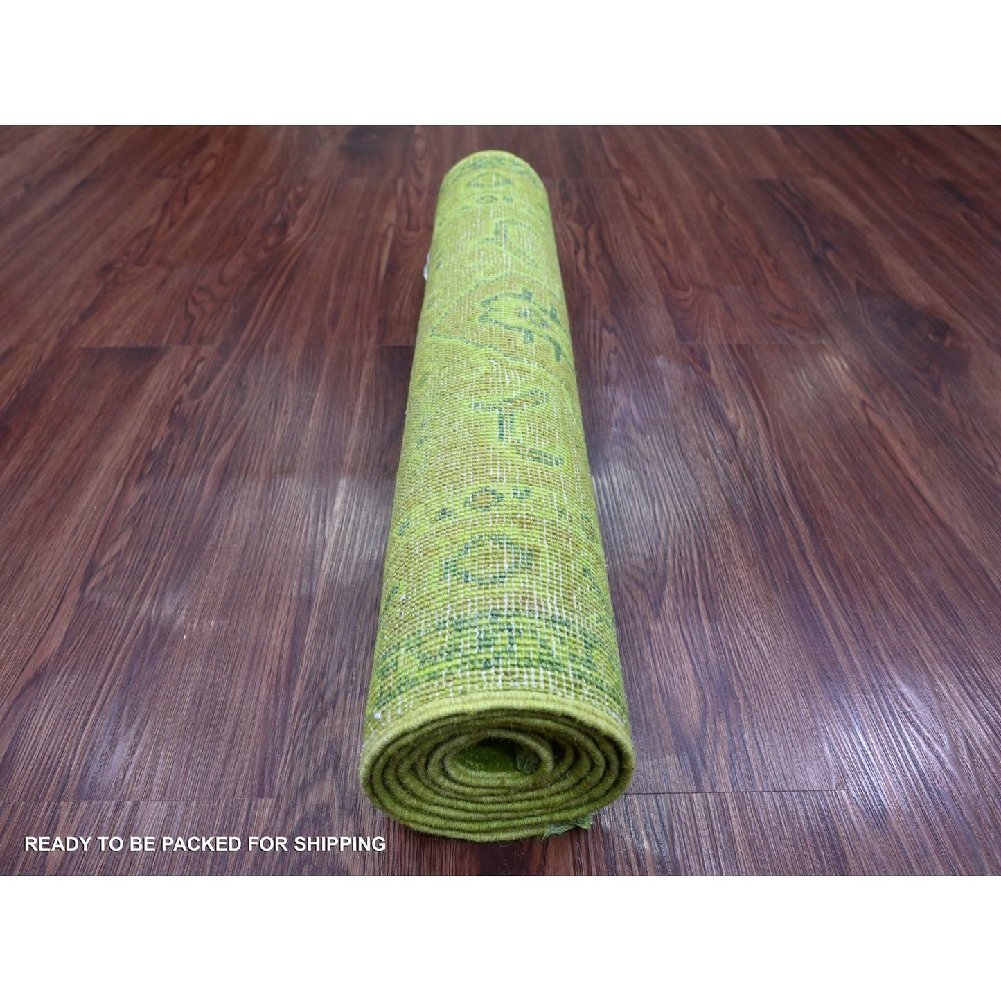 2'1"X5'9" Green Overdyed Kazak Tribal Design Hand Knotted Wool Runner Rug