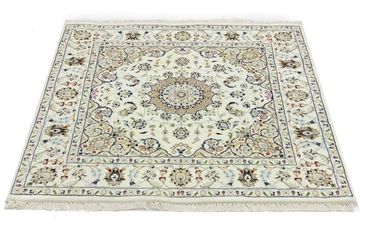 Indo-Nain Oriental Square Rug Vintage Floral