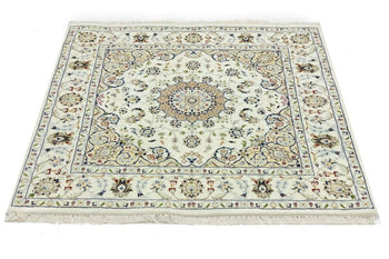 Indo-Nain Oriental Square Rug Vintage Floral