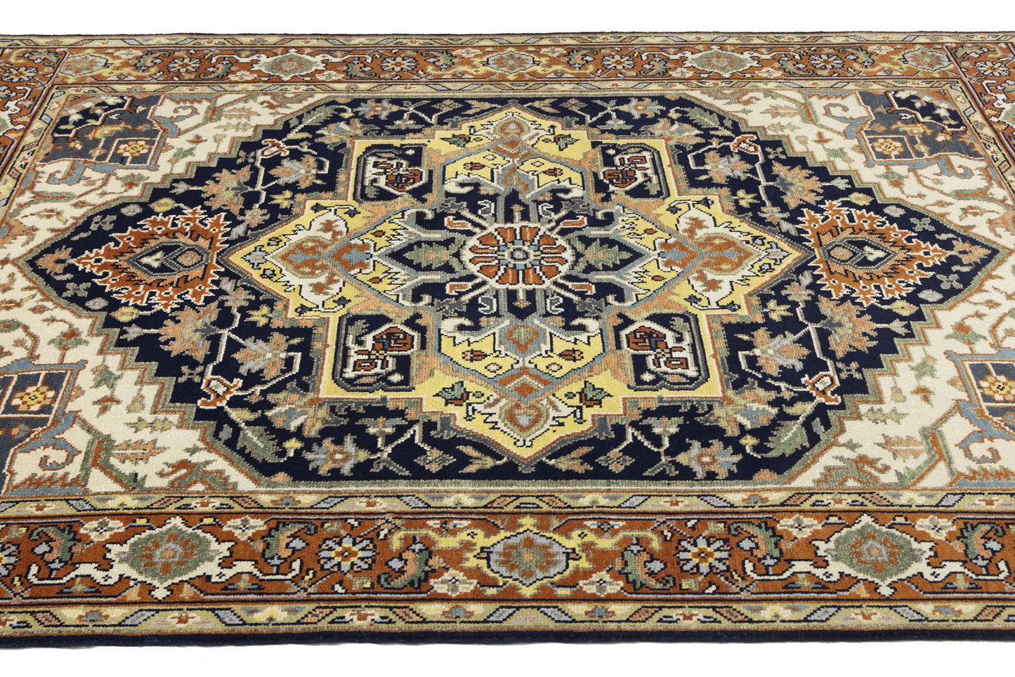 8X10 ft Handmade Serapi Oriental Rug Floral Boho Farmhouse Style Wool Carpet