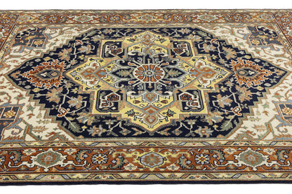 8X10 ft Handmade Serapi Oriental Rug Floral Boho Farmhouse Style Wool Carpet