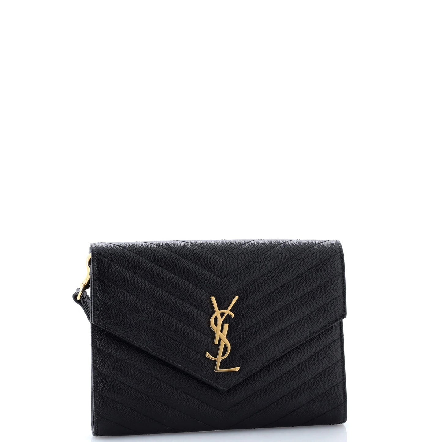 Saint Laurent Classic Monogram Envelope Wristlet Clutch Matelasse Chevron