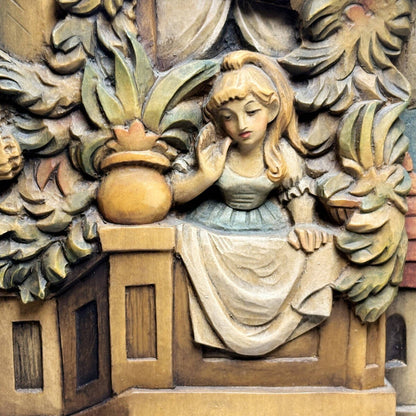 Anri Hand Carved Wood Carl Spitzweg Plaque Relief Mural Sculpture