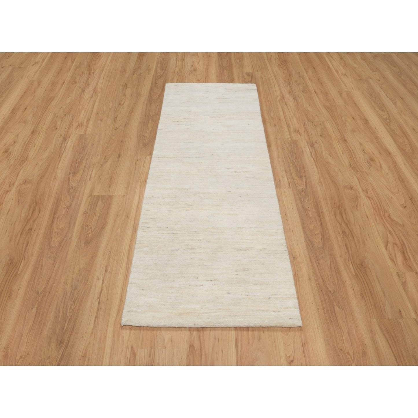2'6"X5'10" White Lori Buft Gabbeh Pure Wool Hand Knotted Runner Rug
