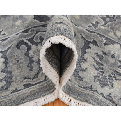 9'X12'4" Gray Silk With Textured Wool Hand Knotted Oushak Influence Rug
