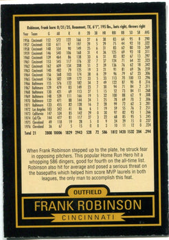 Frank Robinson Autographed 1999 Hillshire Farms Home Run Heroes Card