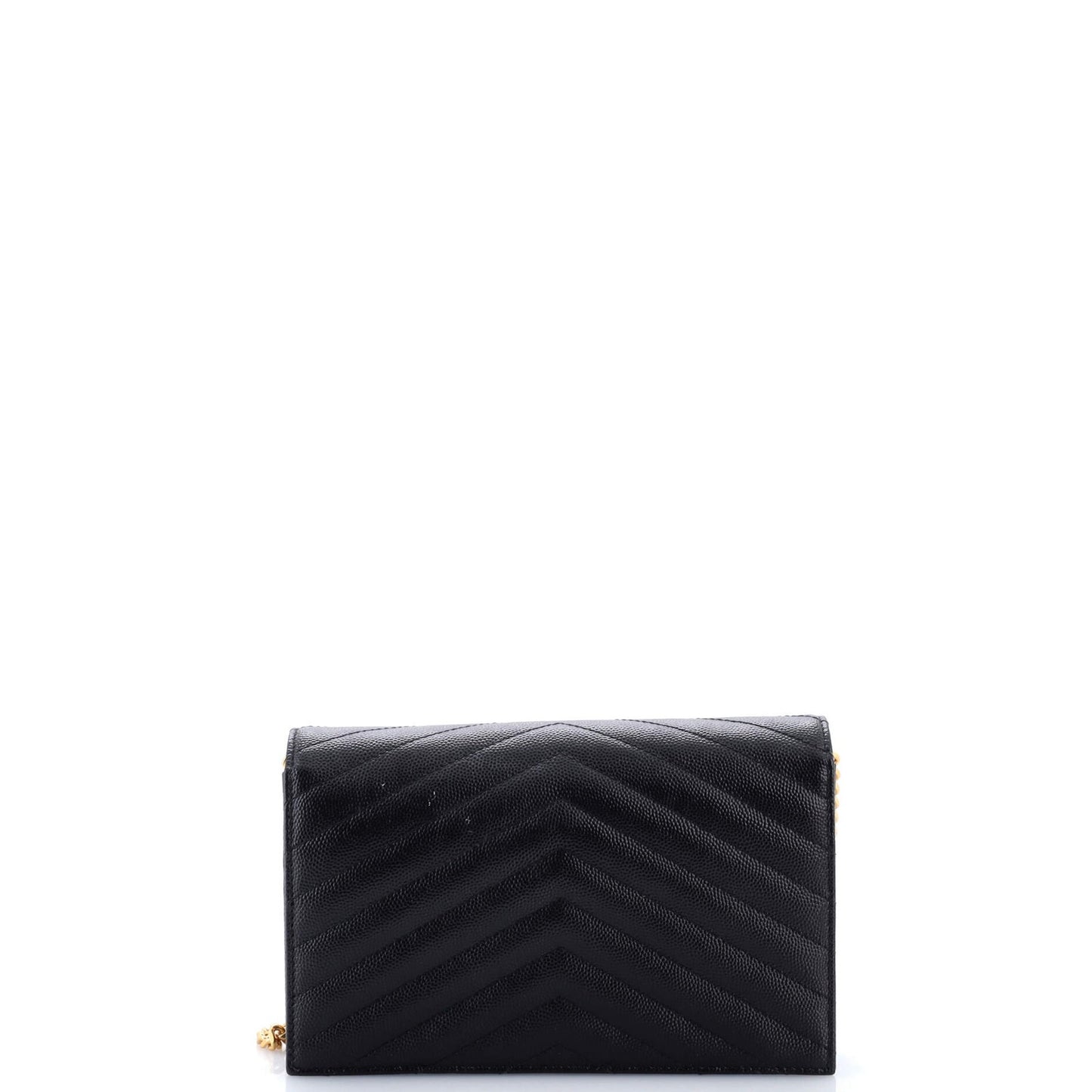 Saint Laurent Classic Monogram Wallet On Chain Matelasse Chevron Leather Small