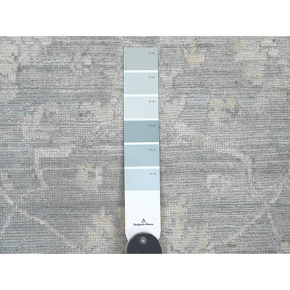 2'8"X11'7" Gray Stone Washed Peshawar Hand Knotted Pure Wool Runner Rug