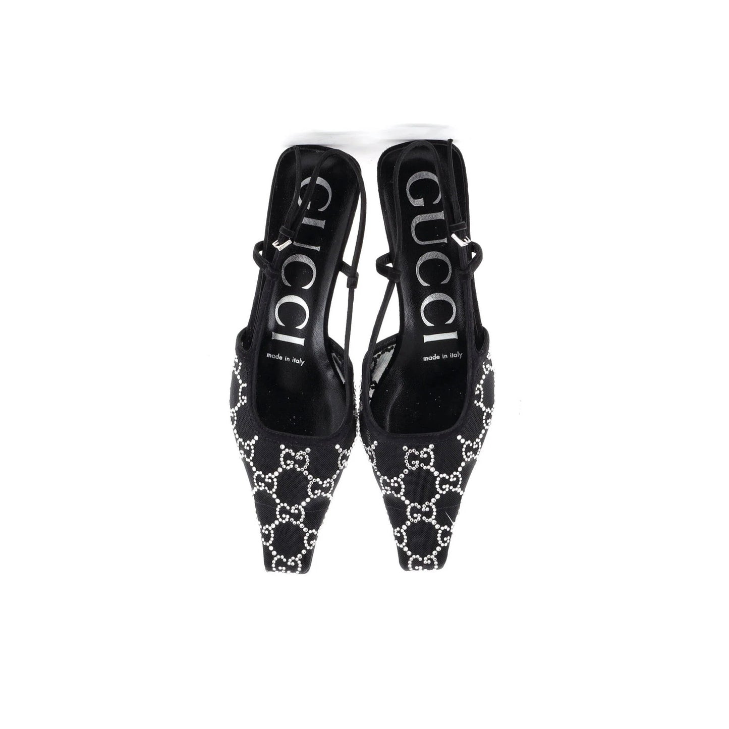 Gucci Women'S Slingback Pumps Crystal Gg Embellished Mesh