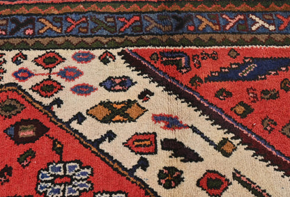 3'4X4'8 Ft Hand-Knotted Vintage Tribal Cream