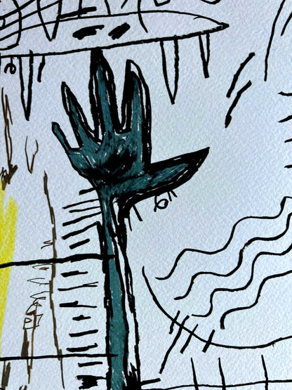 Jean M Basquiat Lithograph "Santo" Coa Signed Numbered By Hand