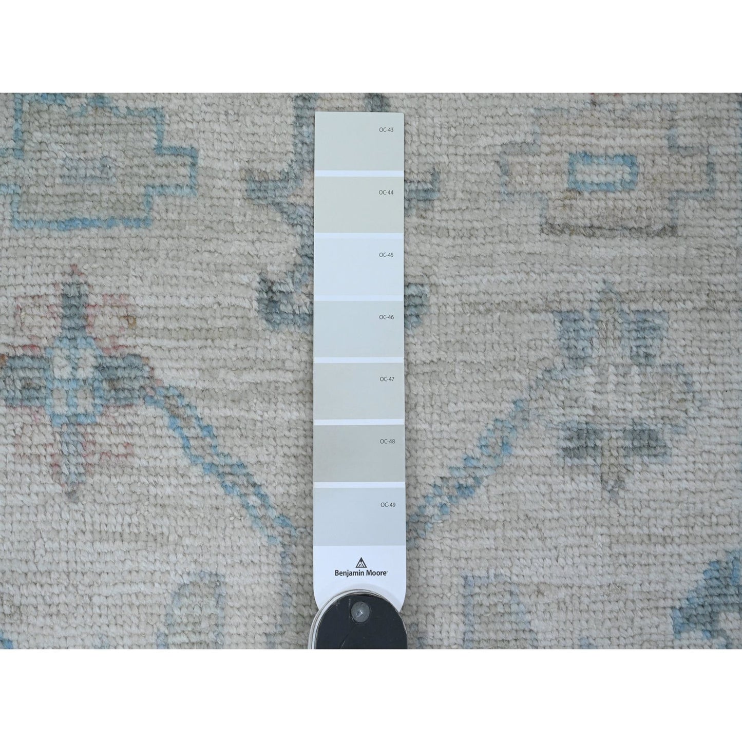 Rug 2'10"x11'7" White Hand Knotted Angora Oushak Leaf Design Wool Runner