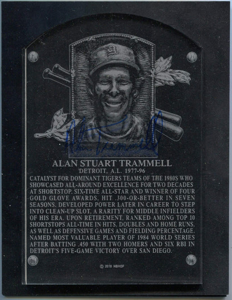 Alan Trammell Autographed Hall Of Fame Clear