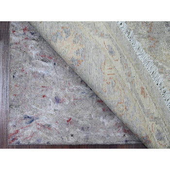 6'X6' Blue Ziegler Mahal Design Washed Out Hand Knotted Wool Round Rug