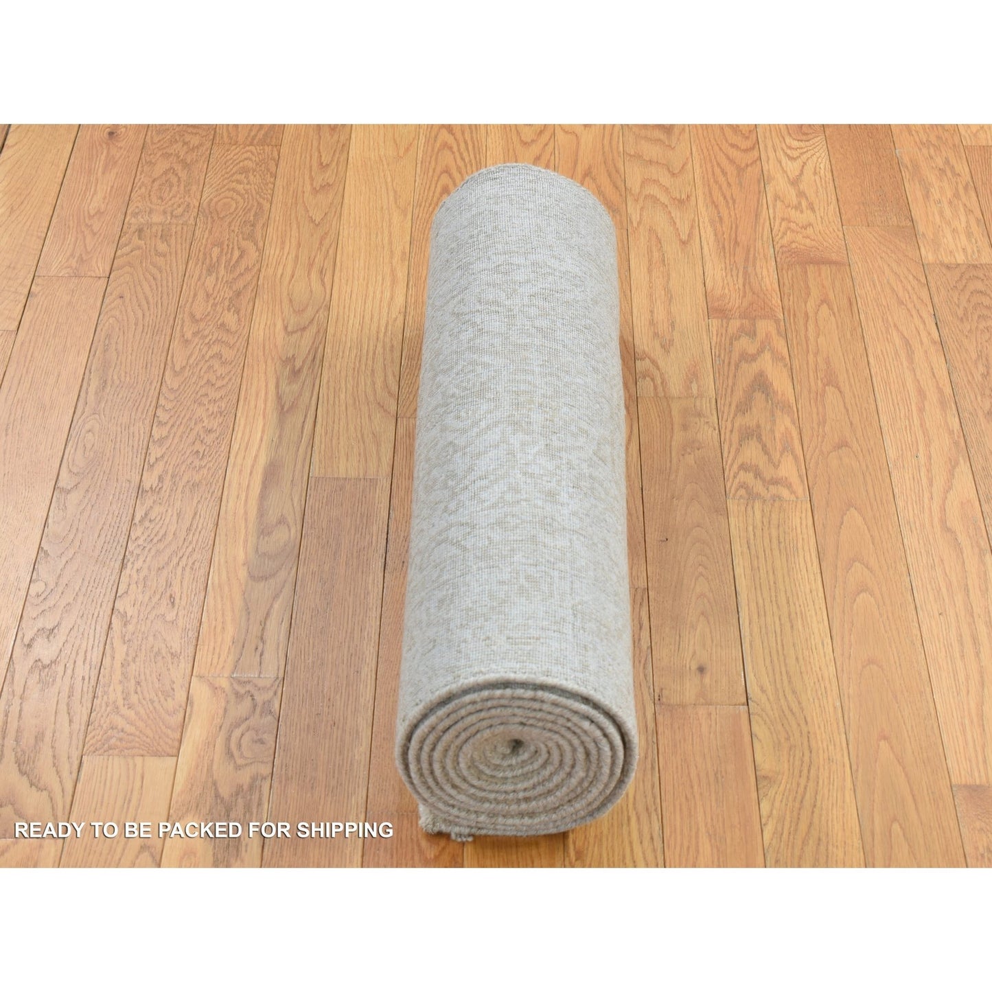 2'5"X10' White, Wool And Silk, Fine Jacquard Hand Loomed Runner Rug