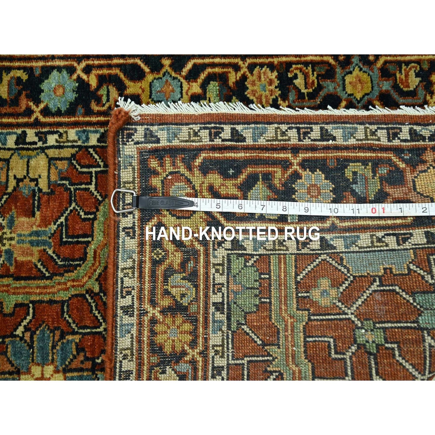 2'6"X12' Brick Red Heris All Over Design Hand Knotted All Wool Runner Rug