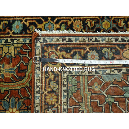 2'6"X12' Brick Red Heris All Over Design Hand Knotted All Wool Runner Rug