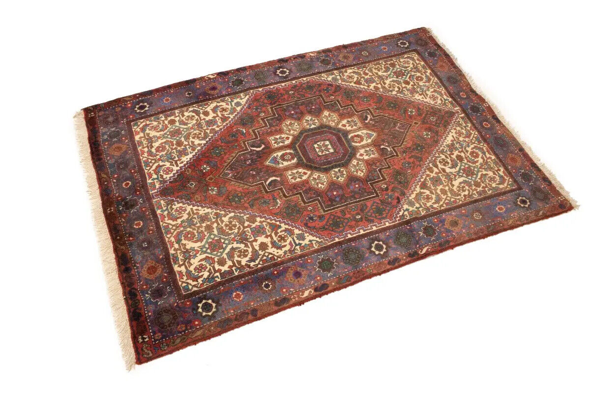 Vintage Handmade Oriental Rug Floral Geometric