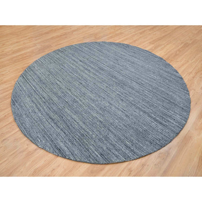10'X10' Arsenic Gray Wool Modern Striae Round Hand Loomed Oriental Rug