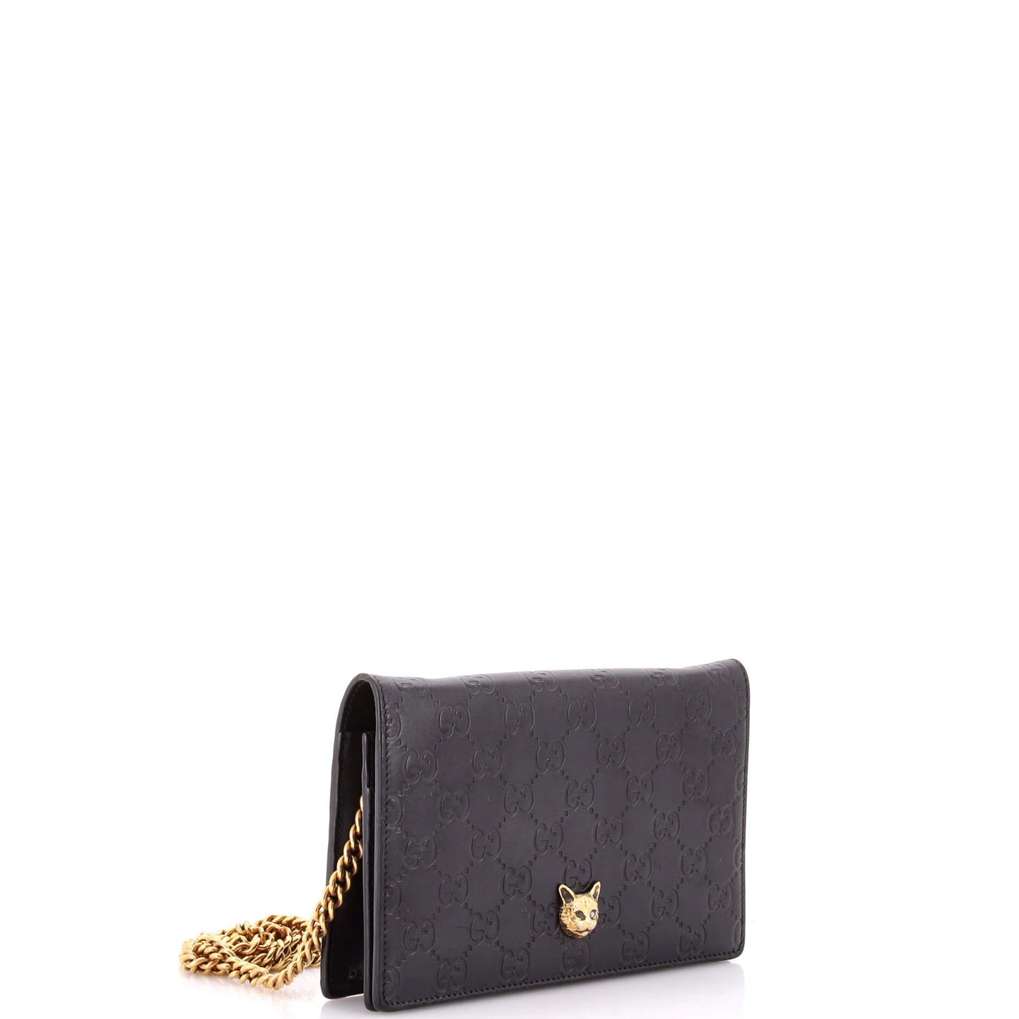 Gucci Crystal Cat Wallet On Chain Guccissima Leather