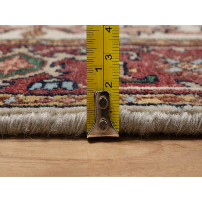 2'7"X6'1" Ivory Hand Knotted Rug Antiqued Heris Re-Creation Wool Runner