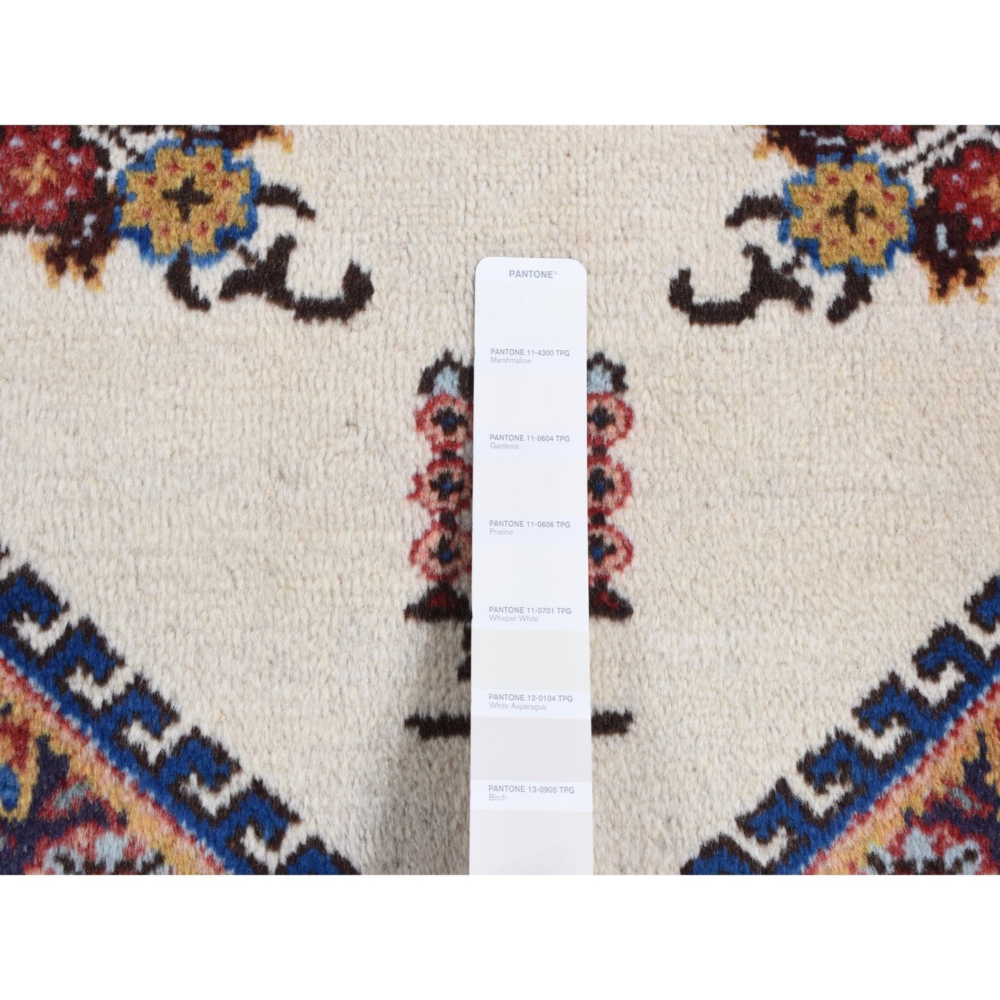 3'3"X4'3" Ivory New Bohemian Karabakjoon Pure Wool Hand Knotted Rug