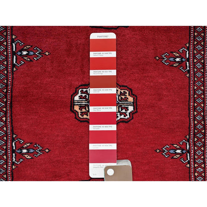 2'7"X7'10" Scarlet Red Princess Bokara Soft Wool Hand Knotted Runner Rug