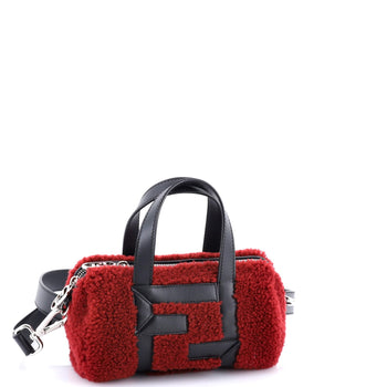 Fendi O'Lock Convertible Bowler Bag Shearling With Leather Mini