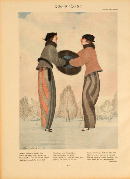 Simplicissimus 1913 By Lendecke Schoner Winter On Linen Original