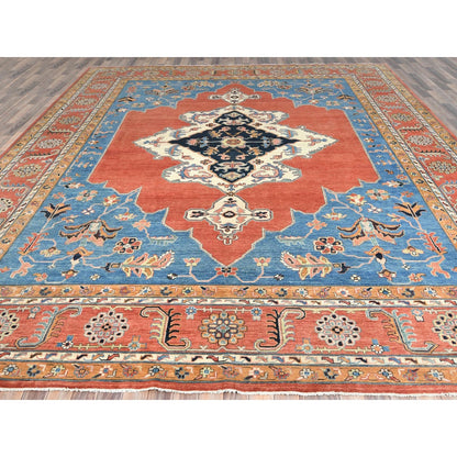 12'X14'7" Imperial Red Afghan Peshawar Heris Wool Hand Knotted Rug