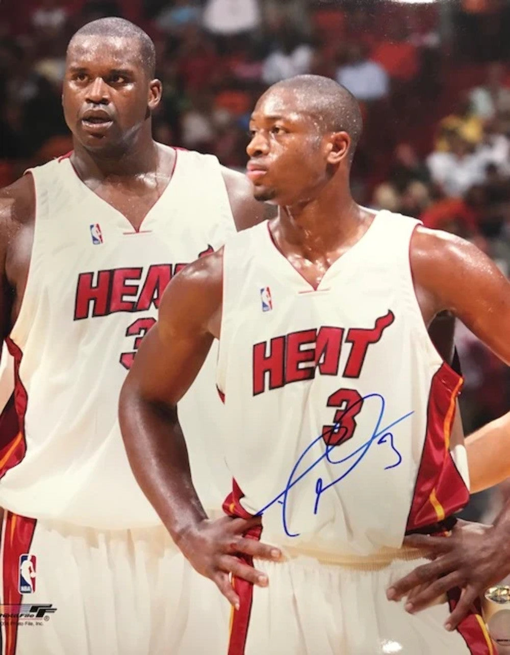 Dwyane Wade Autographed Staring With Shaquille O'Neal 16X20 Photo