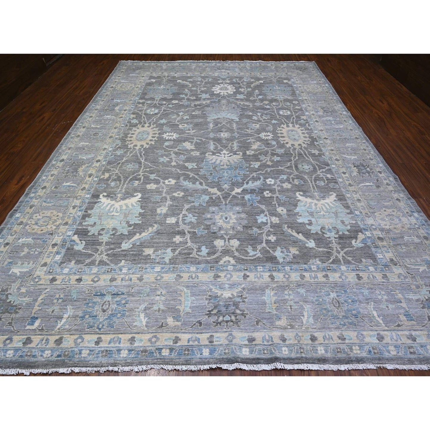 10'X13'6" Kendall Charcoal Gray Peshawar Mahal Design Hand Knotted Rug