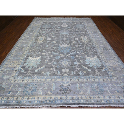 10'X13'6" Kendall Charcoal Gray Peshawar Mahal Design Hand Knotted Rug