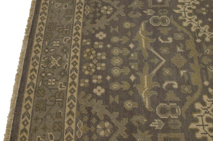 Handmade Brown Floral Oriental Rug Transitional