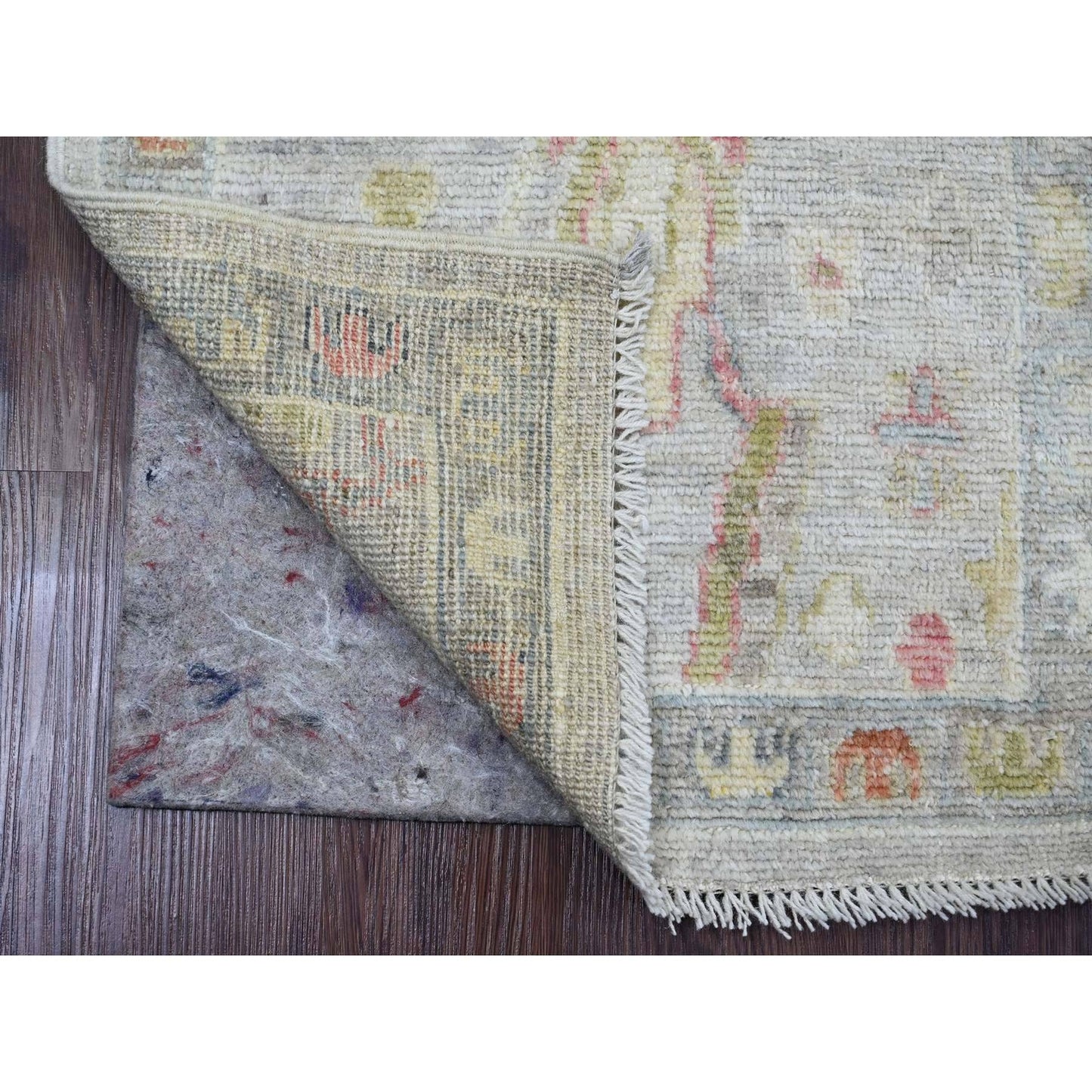 2'X3'1" Spanish Gray Afghan Angora Oushak Hand Knotted Pure Wool Mat Rug