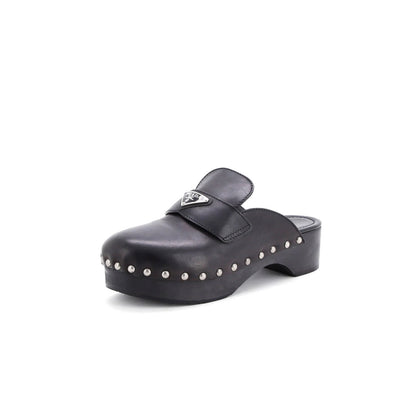 Prada Women'S Logo Mule Clogs Leather
