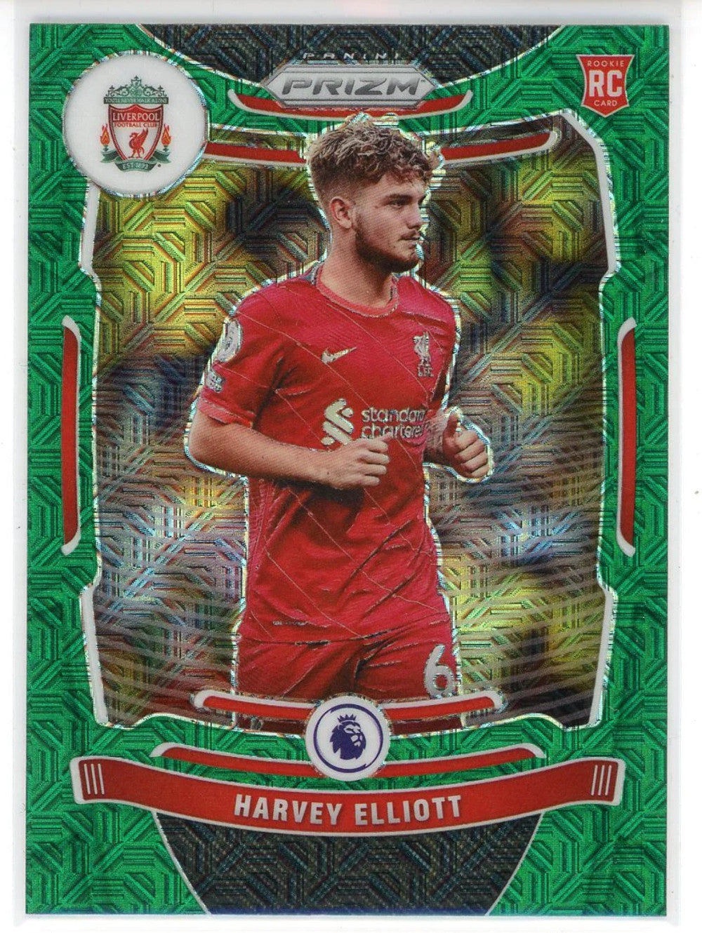 Harvey Elliott 202122 Panini Prizm Premier League Green Rookie Card #87