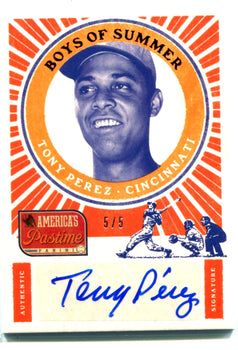 Tony Perez 2013 Panini America'S Pastime Autographed Card #5/5