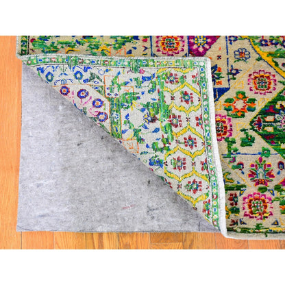 5'X7' Colorful Sari Silk Mamluk Design Hand Knotted Oriental Rug