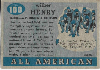 Fats Henry 1955 All American Card (Near Mint)