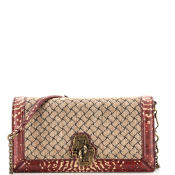 Bottega Veneta Olimpia Knot Chain Clutch Intrecciato Knit With Snakeskin Trim