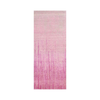 2'6"X6'4" Pink Wool Hand Knotted Vertical Ombre Design Runner Rug