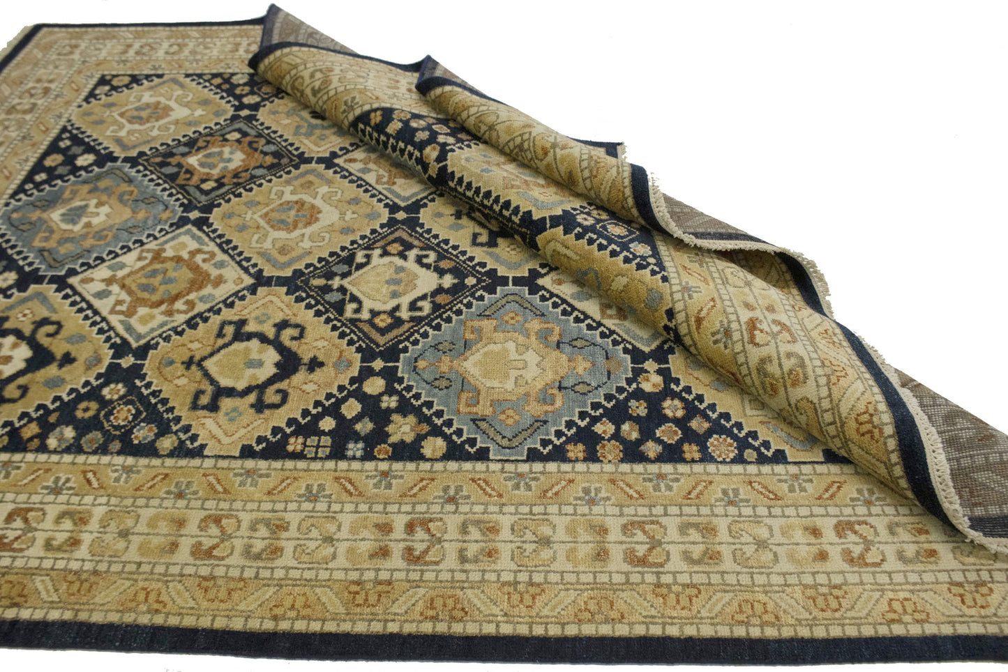 Rare Handmade Kazak Tribal Oriental Rug Geometric